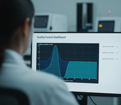 Bir kalite kontrol uzmanı, test sonuçlarını dikkatlice inceliyor.