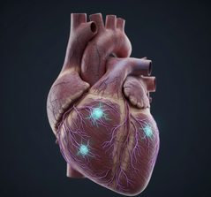Forma de onda de ECG estilizada que faz a transição para um formato de coração.