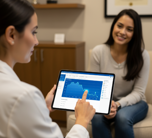 Visualização abstrata de uma via hormonal.